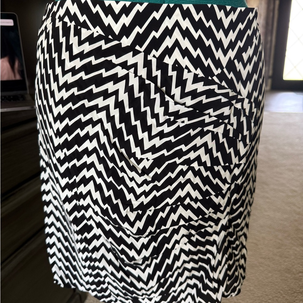 The Kooples Black and White Chevron Pencil Skirt